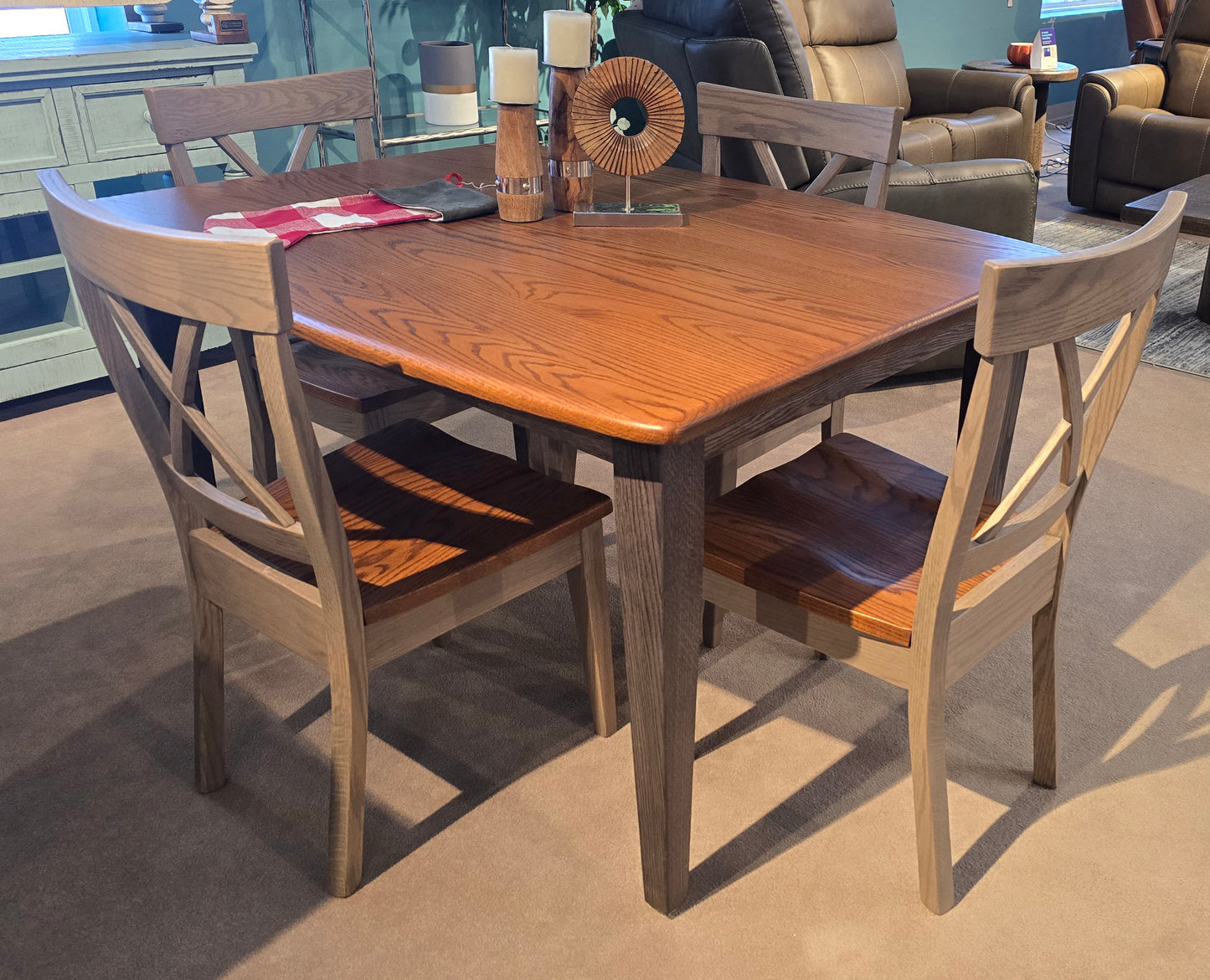 5 Pc Amish Solid Oak Dining Set