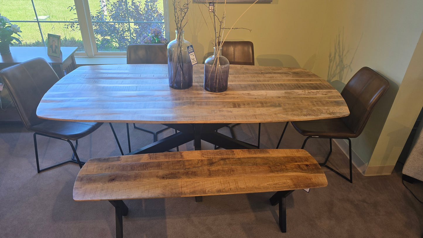 Rapallo 6pc Dining Set with bench and 4 Leather Chairs