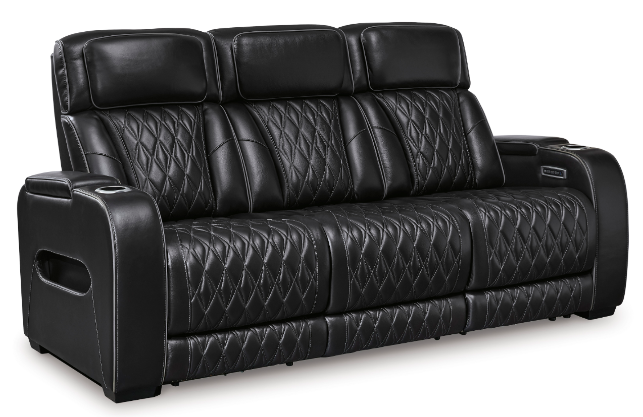 Boyington Leather Power Reclining Sofa Black