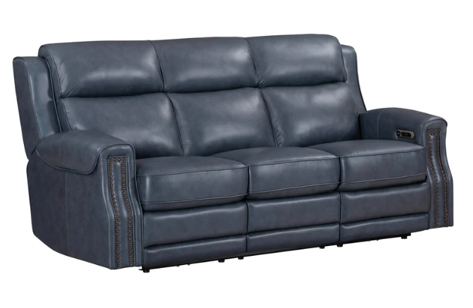 Hensley Leather Power Reclining Sofa - Marina Dream