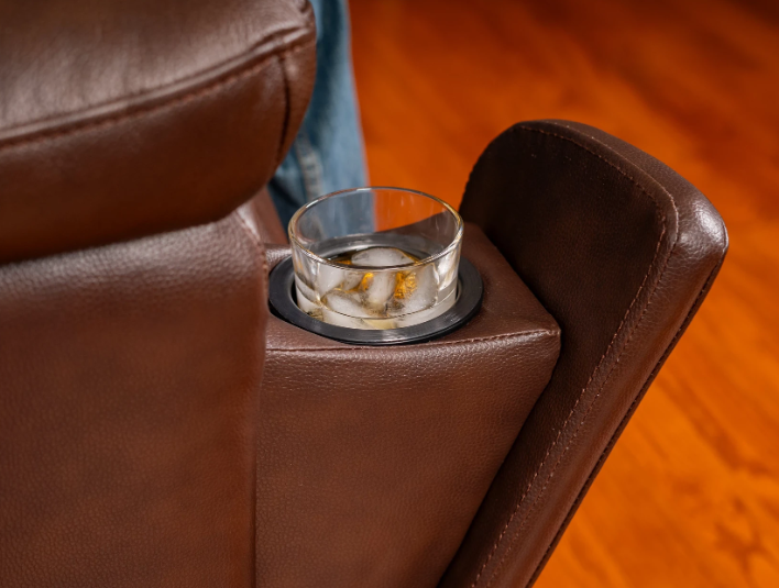 Perfect Match Plush Leather Recliner with Cupholders