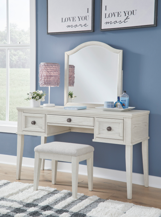 Robbinsdale Vanity with Mirror and Stool