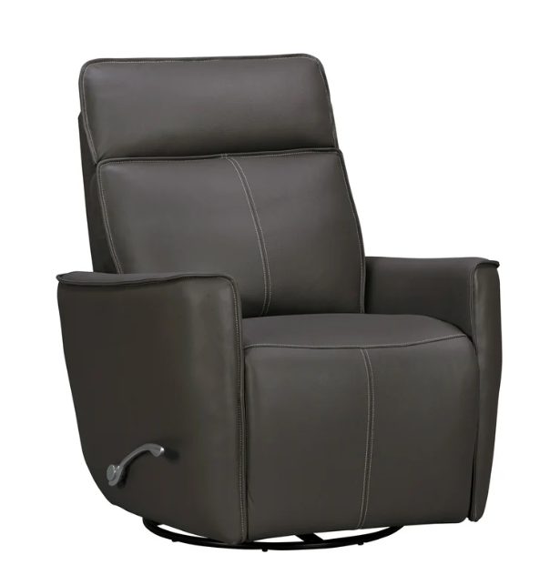 Roxy Manual Swivel Glider Recliner - Abby Dark Grey Leather
