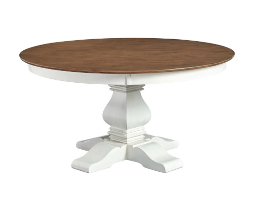 Vista Collection 60'' Round Table Tp w/Banks Pedestal Base in Hickory and Shell