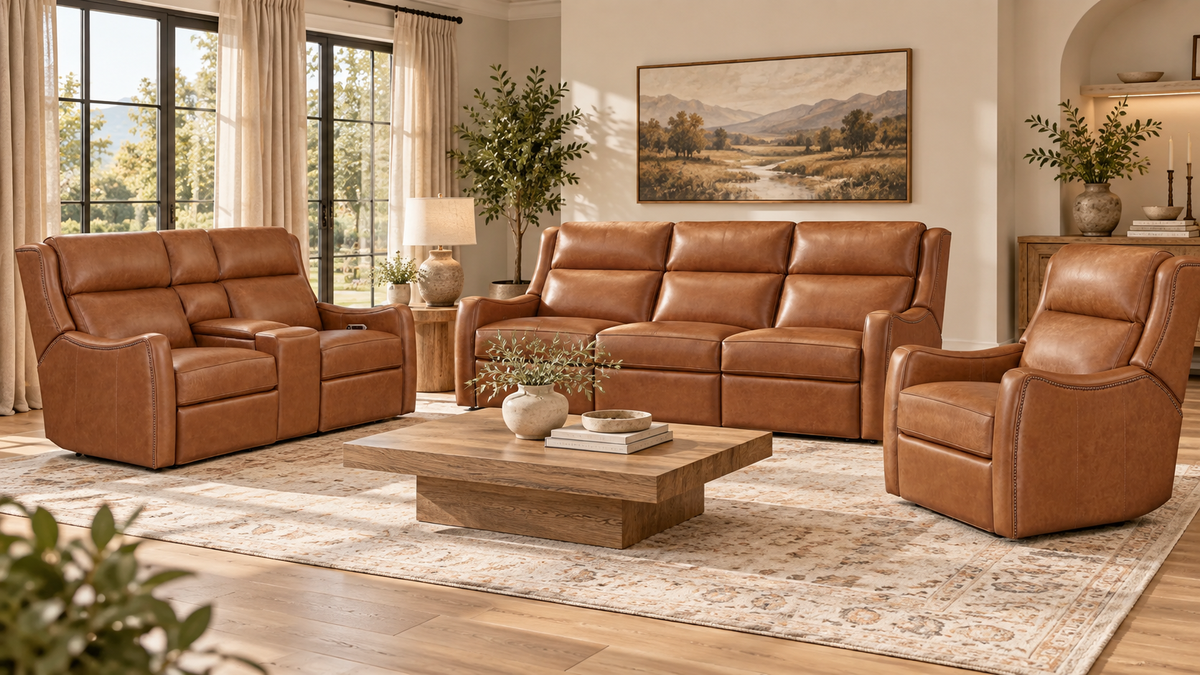 Renaissance Leather Triple Power Reclining Living Room