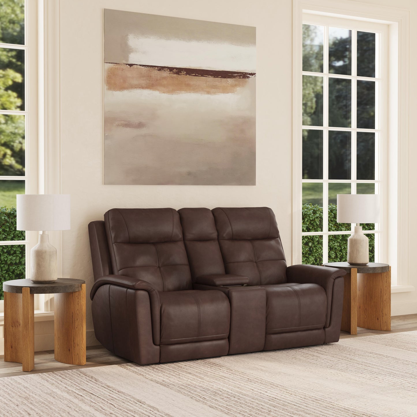 Ranger Leather Power Loveseat with Console