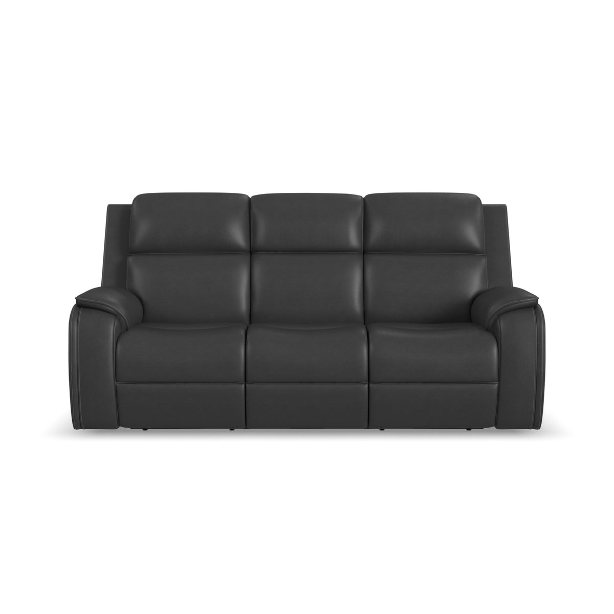 Ziggy Leather Power Reclining Sofa with Power Headrest, Lumbar, Heat & Massage in Iron