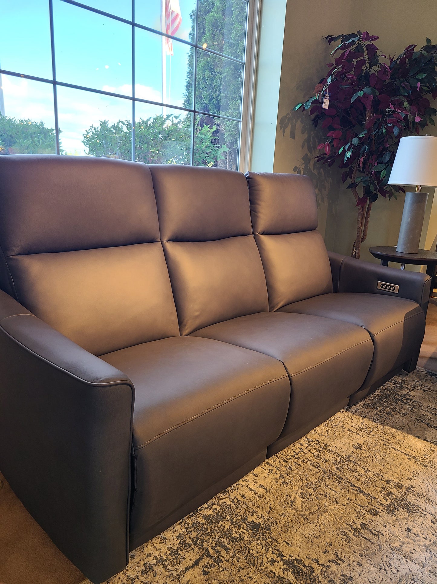 Art of Options Power Reclining LEATHER Sofa with Headrest and Lumbar