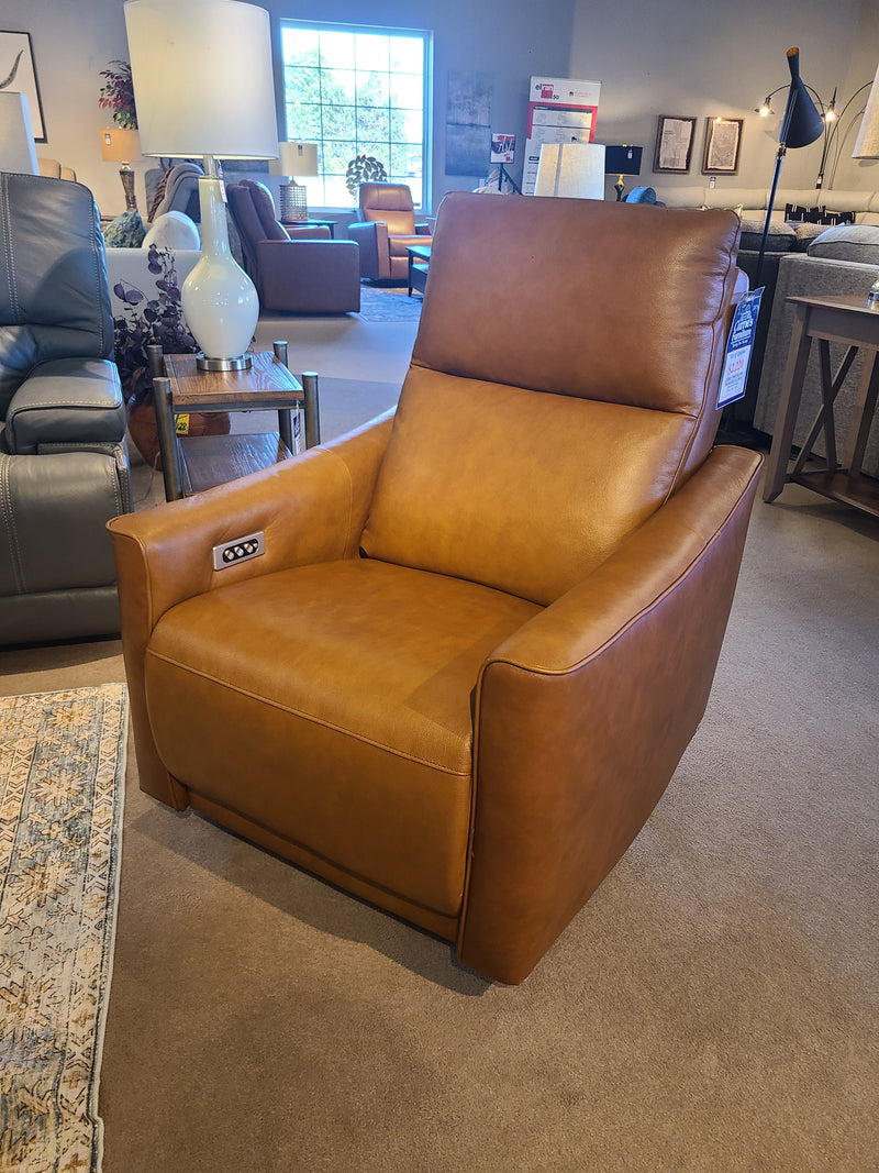 Art of Options Leather Power Recliner with Adjustable Headrest and Lumbar