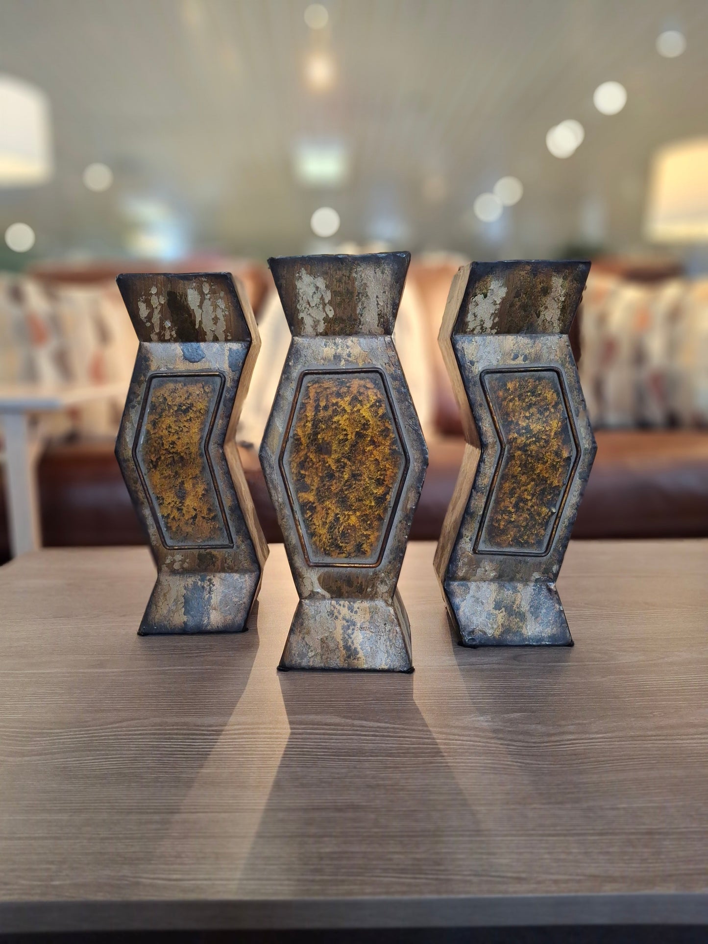 Pangea metal vase set of 3