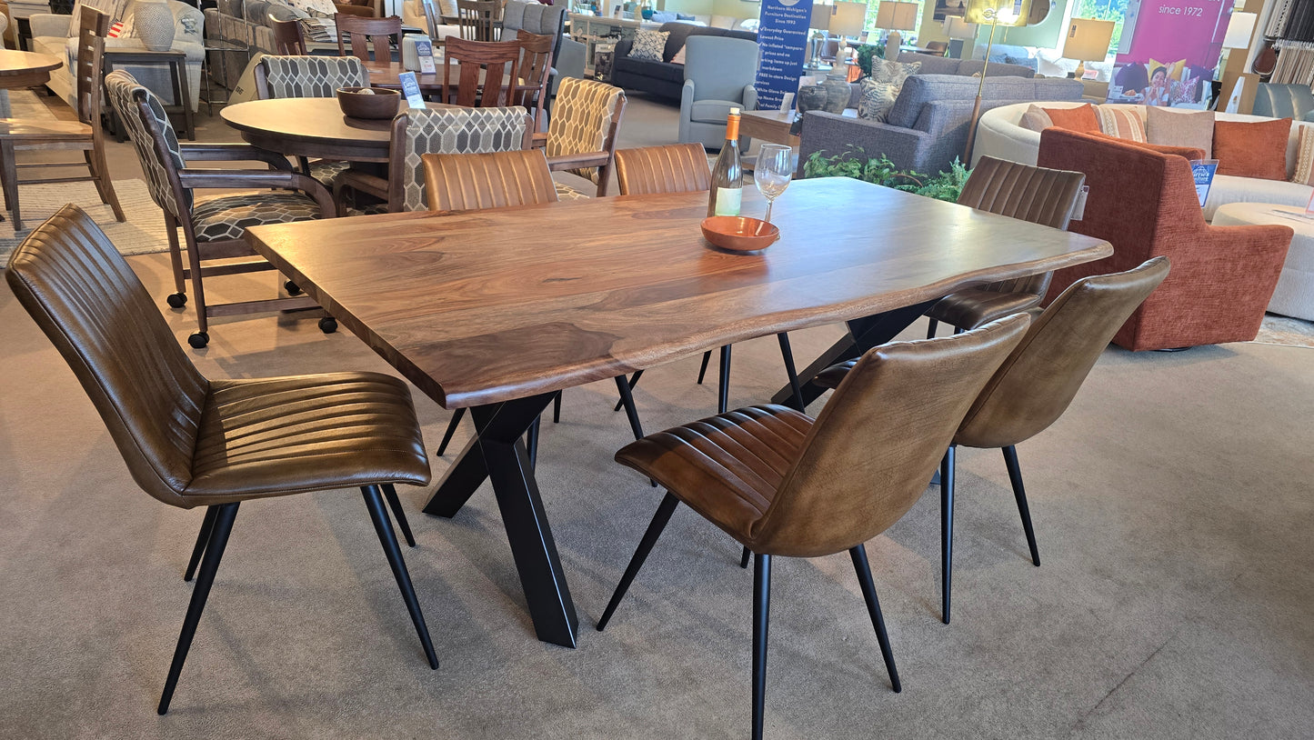 Brisbane 7pc Solid Wood Dining Set with Leather Chairs