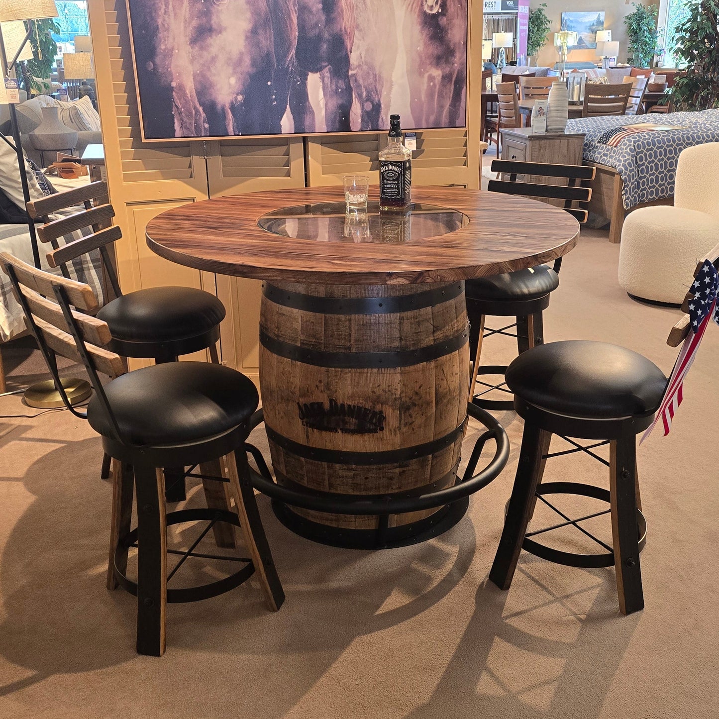 Jack Daniels Counter Height Barrel Pub Set