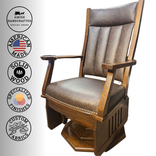 Mission Leather Swivel Glider