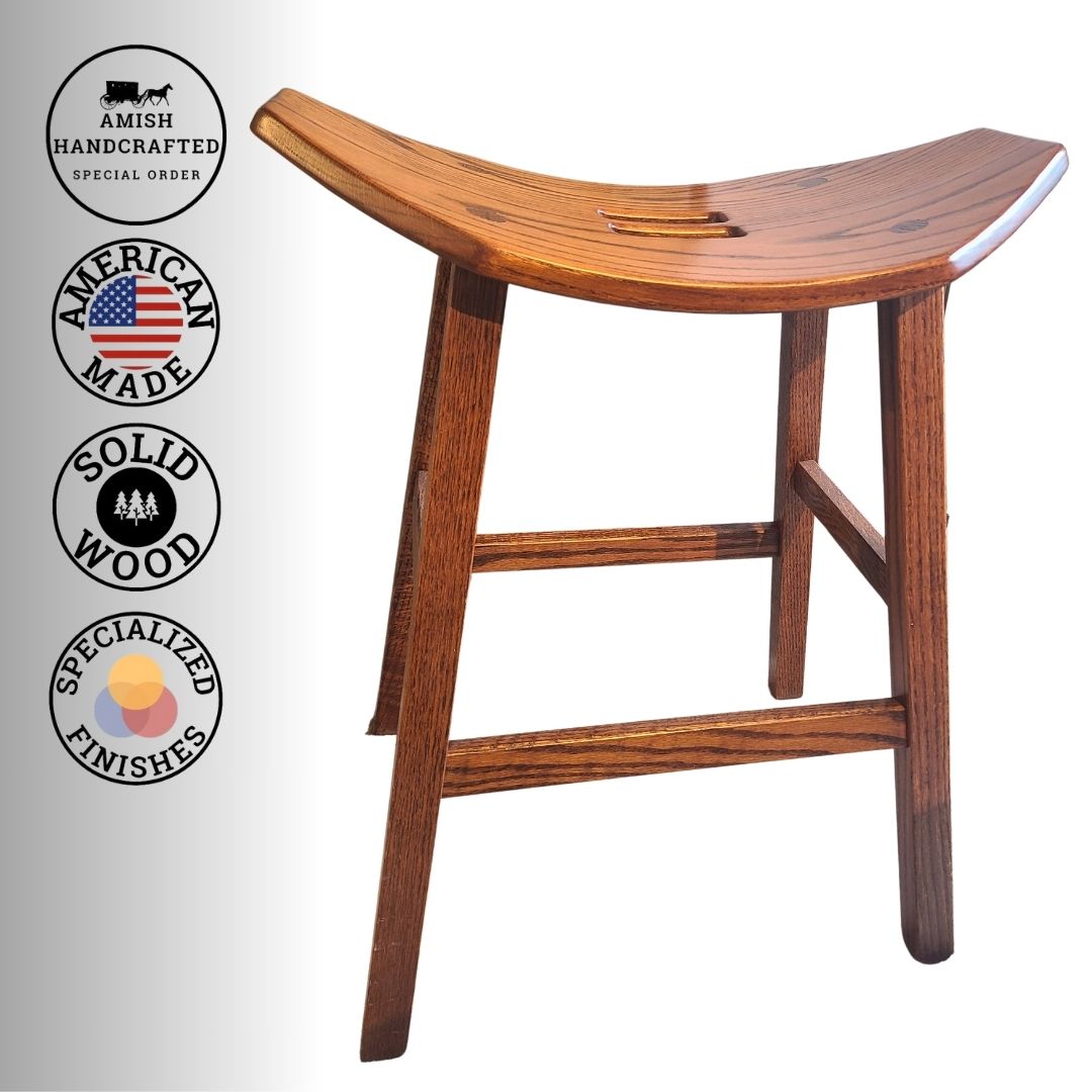 Amish Handcrafted Mission Saddle Barstool