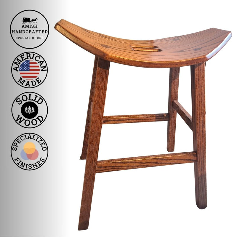 Amish Handcrafted Mission Saddle Barstool