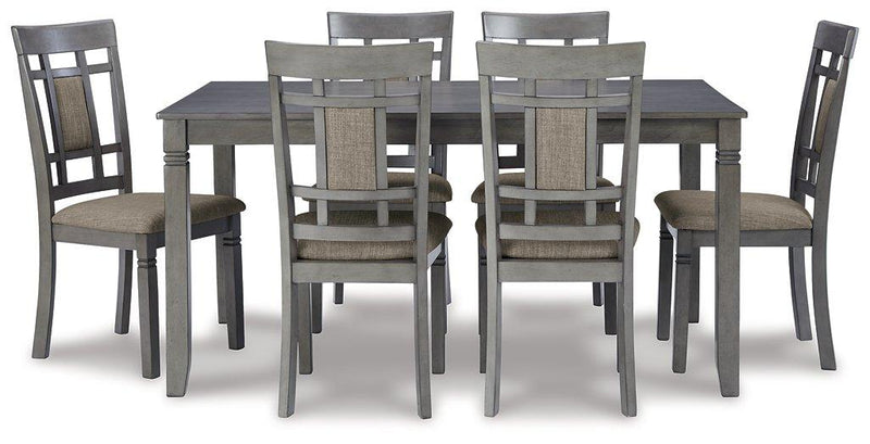 Jayemyer Charcoal Gray Dining Table and Chairs (Set of 7)