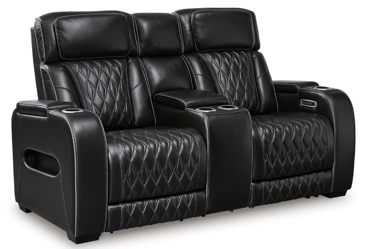 Boyington Leather Power Reclining Loveseat Black