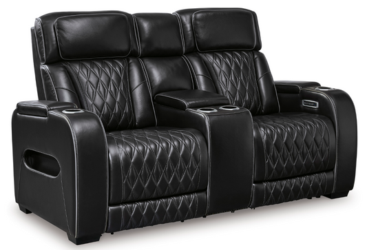 Boyington Leather Power Reclining Loveseat Black