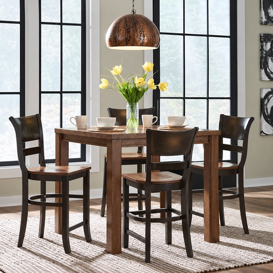 Westwood Gabe 40" Square Counter Table & 4 Brandy Counter Stools