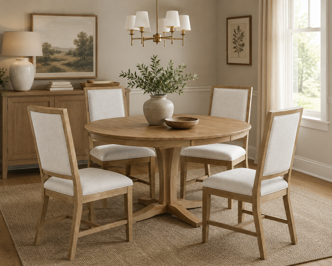 Cosmo 5pc Extending Pedestal Dining Set - Honey
