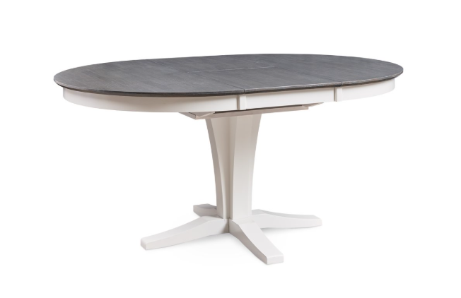 Cosmopolitan Pedestal Extension Table - Heather Gray & White