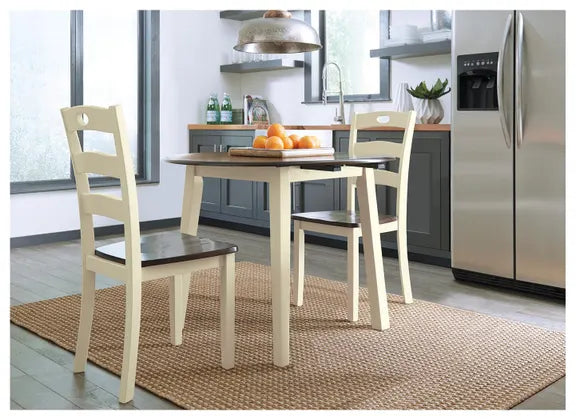 Woodanville 3pc Drop Leaf Dining Set - Cream & Brown