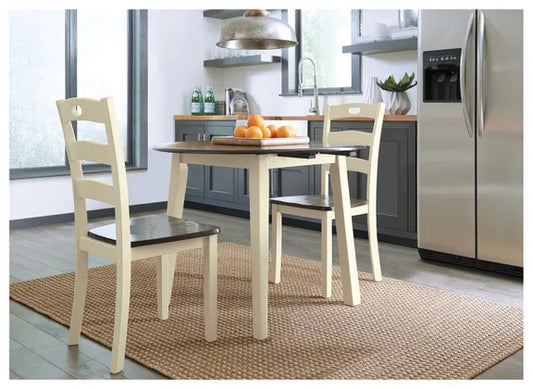 Woodanville 3pc Drop Leaf Dining Set - Cream & Brown