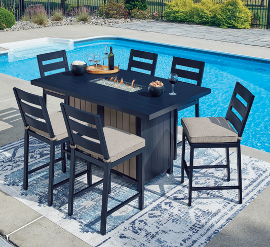 East Beach 7pc Fire Bar Dining Set