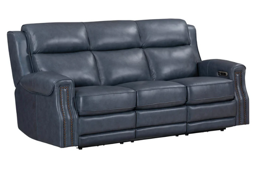 Hensley Leather Power Reclining Sofa - Marina Dream