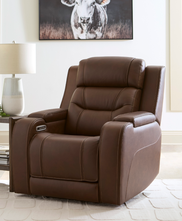 Knightington Immersive Audio and Thunder Seating Leather Power Recliner - Chocolate