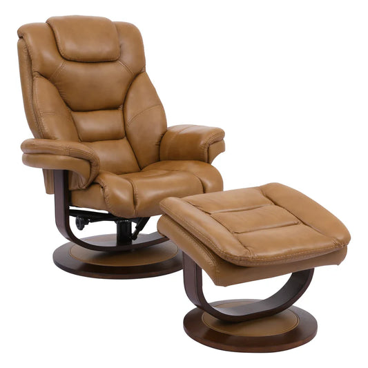 Monarch Leather Pedestal Recliner - Butterscotch