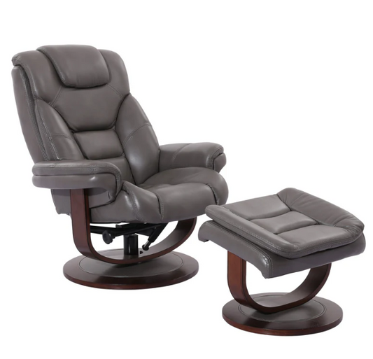 Monarch Leather Pedestal Recliner - Ice