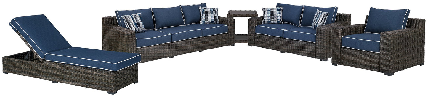 Grasson Lane Outdoor Sofa and Loveseat with Lounge Chairs and End Table