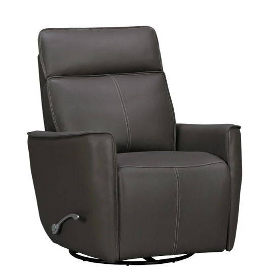 Roxy Manual Swivel Glider Recliner - Abby Dark Grey Leather