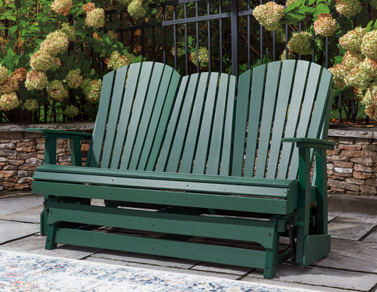 Shell Beach Outdoor Gliding Loveseat - Green