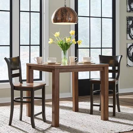 Westwood Gabe 40" Square Counter Table & 2 Brandy Counter Stools