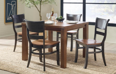 Westwood Gabe 40" Square Dining Table & 4 Brandy Dining Chairs