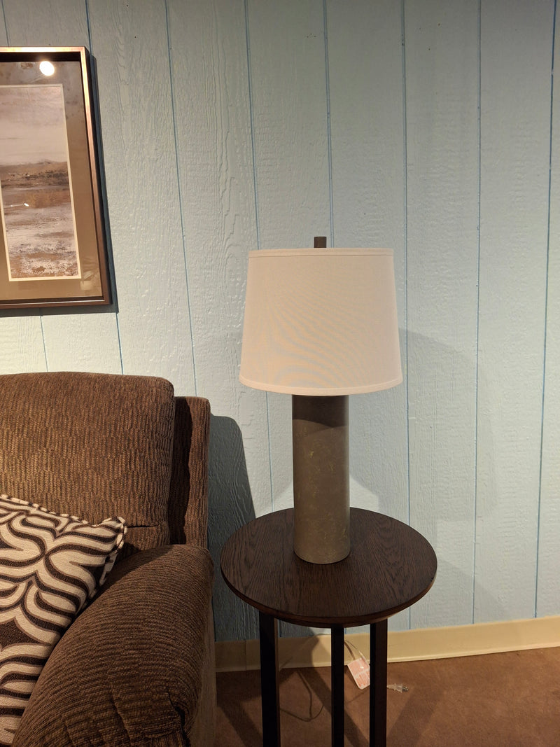 Grey limestone table lamp