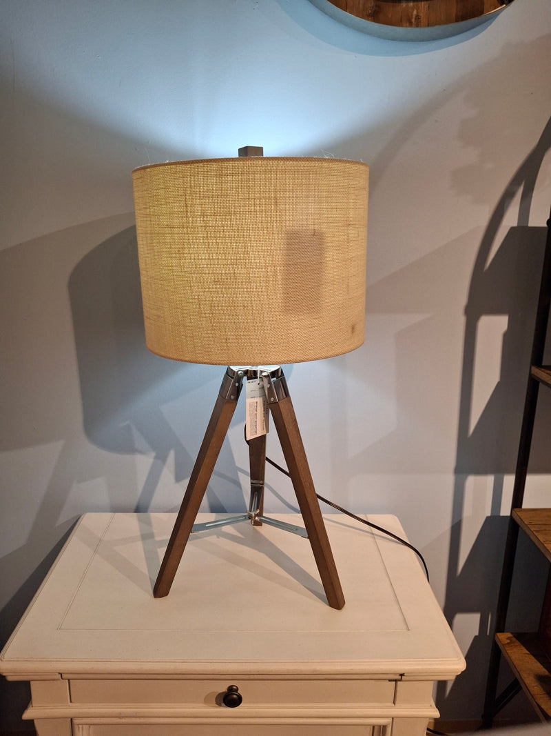 Wood w/nickel table lamp