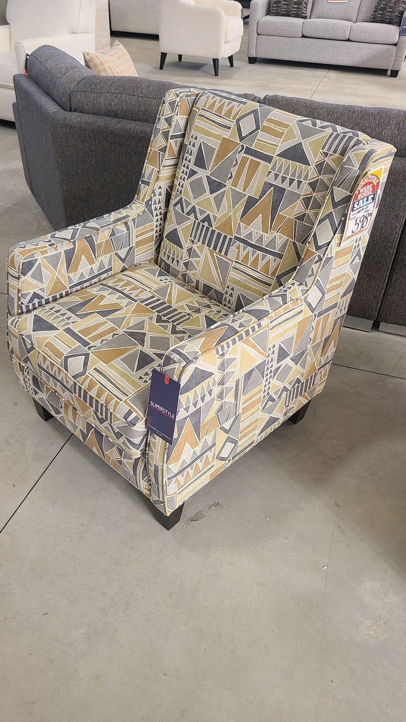 Geometric Gold Accent Chair