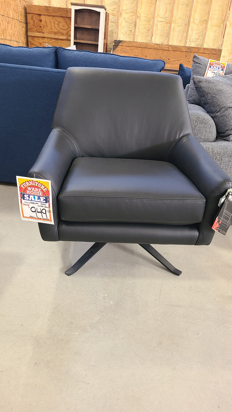 Metro Onyx Leather Accent Swivel Chair