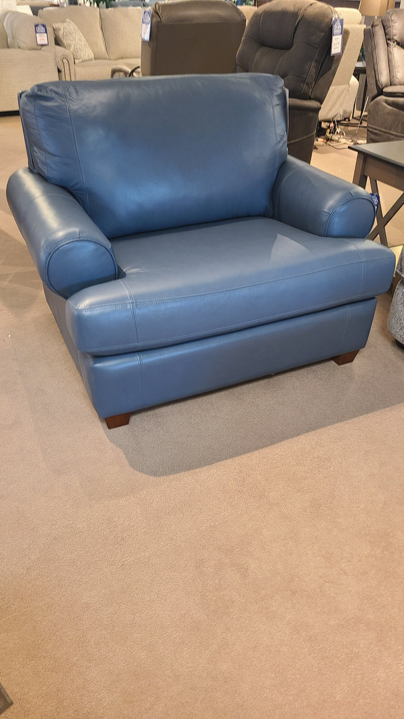 Dash Blue Leather Chair and a Half