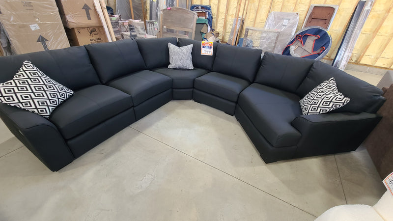 Metro Onyx Leather 4pc Sectional with Recliner