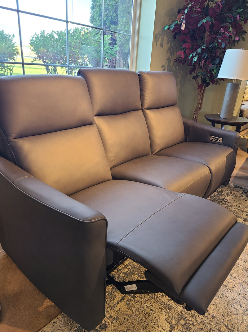 Art of Options Power Reclining LEATHER Sofa with Headrest and Lumbar